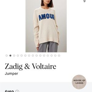 Zadig & Voltaire Amour Sweater in Cream and Blue